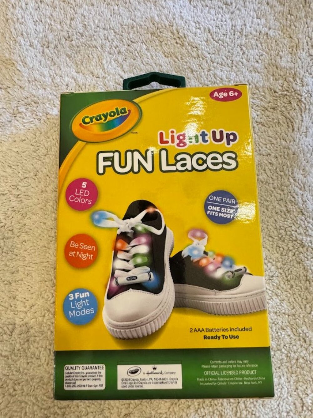 Crayola Kids Light Up Shoe Laces - 3 Modes - 1 Pair - White - Fun Laces